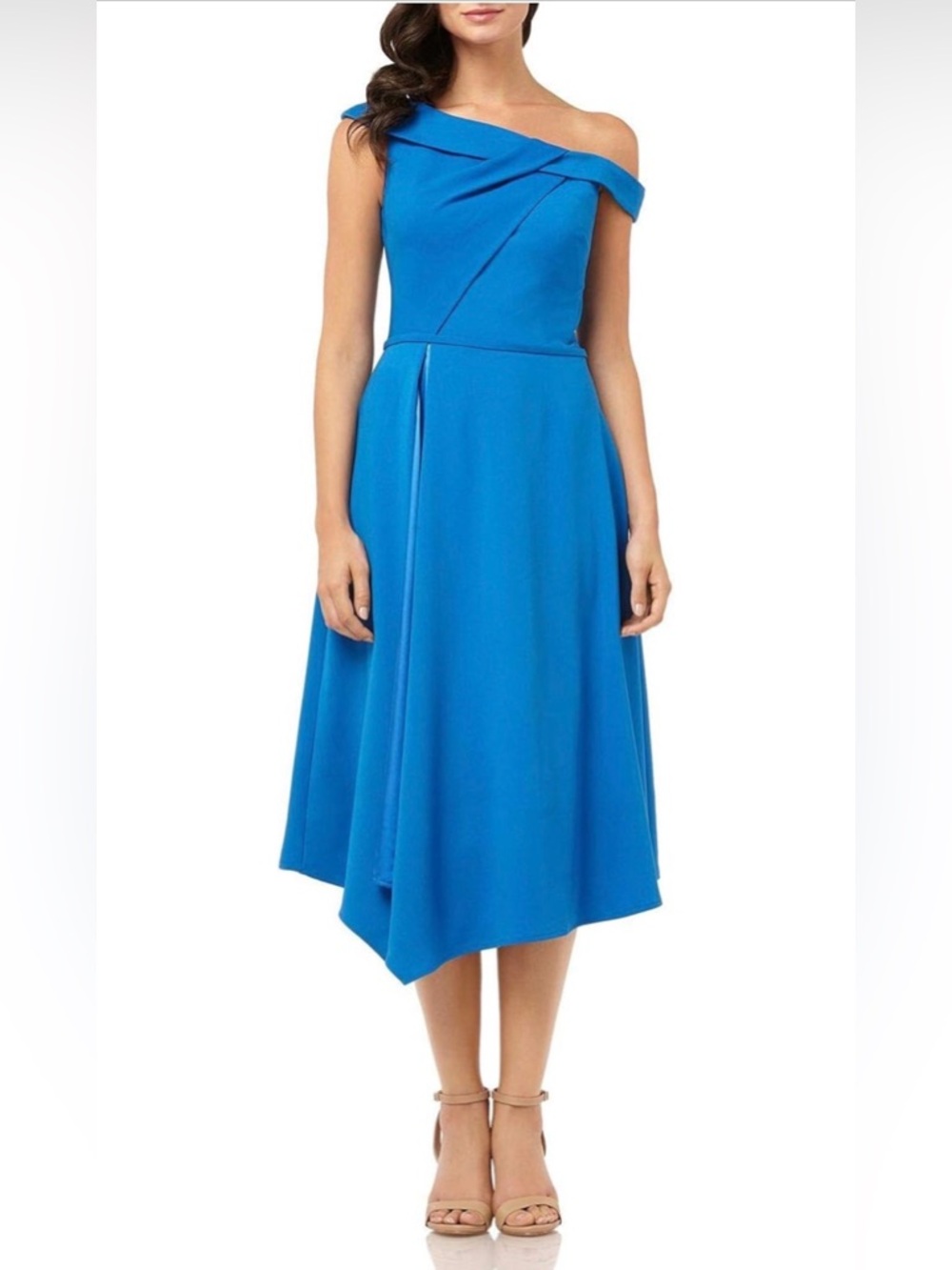 NWT $375 Carmen Marc Valvo Bateau Neckline Midi Dress - Size 8